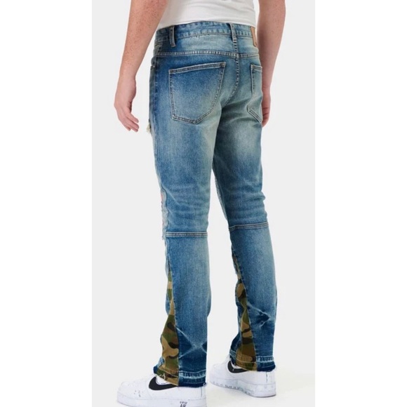 FIRST ROW Heavy Rip & Repair Slim Straight Denim 34/32 A8 - Picture 3 of 12